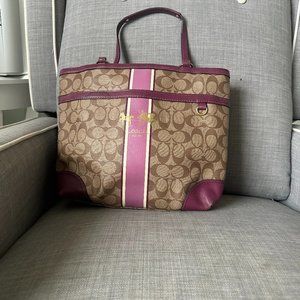 Coach Tan and Purple Tote